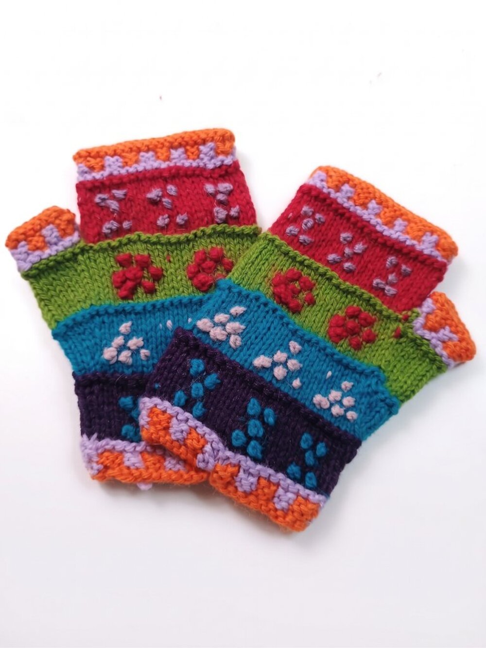 Andean Knitted Wool Fingerless Mittens – Warm Winter Wear